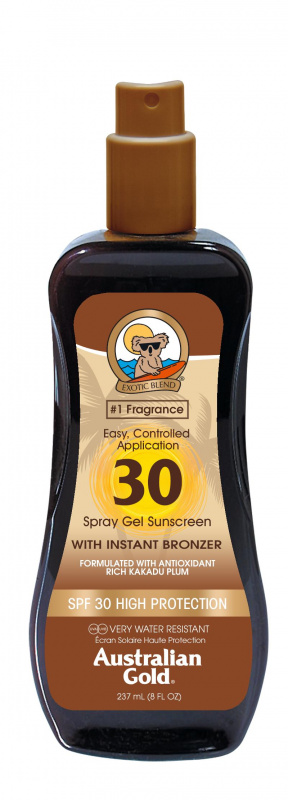 australian gold spf 30 with instant bronzer spray gel 237ml